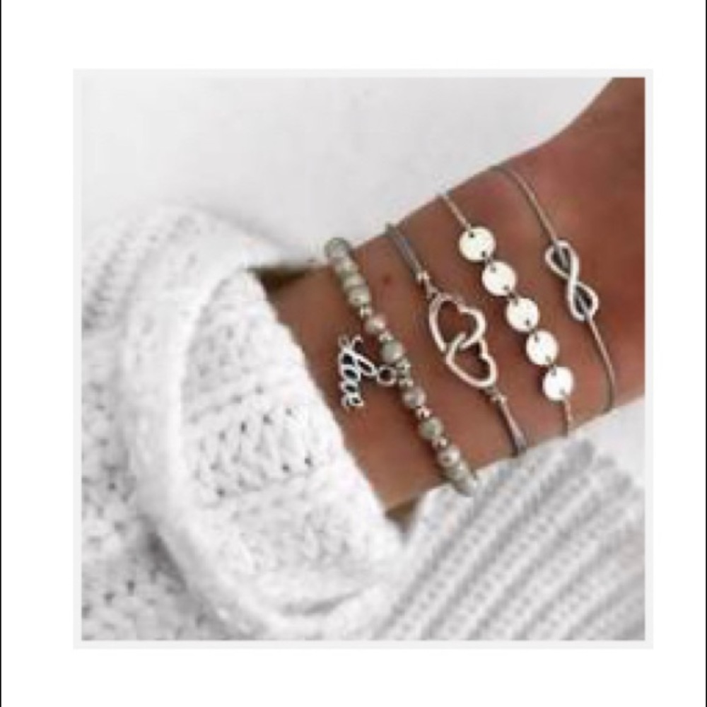Silver love Bracelet Set